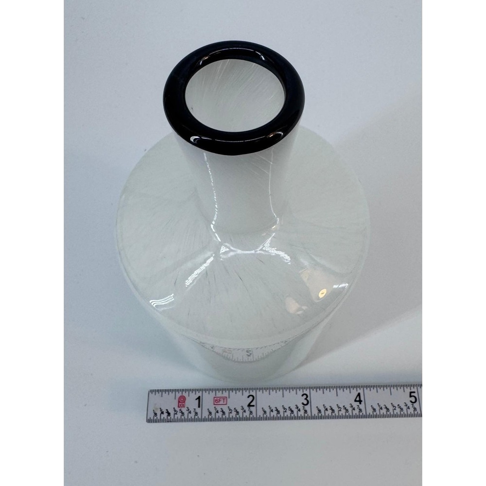 Harmony Frosted Glass Vase with Black Rim Handmade Modern Decor TC Home 6" NWOT - Picture 8 of 10